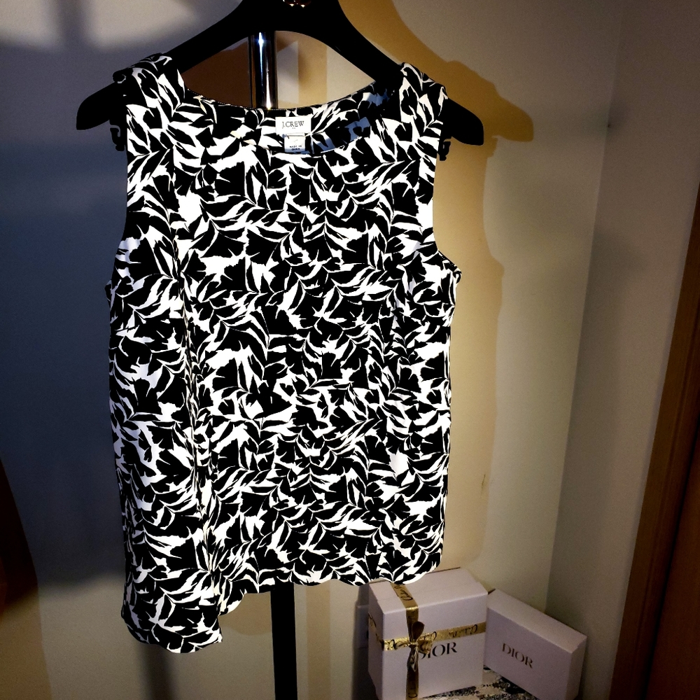 NWT J. Crew b&w flap back tank top